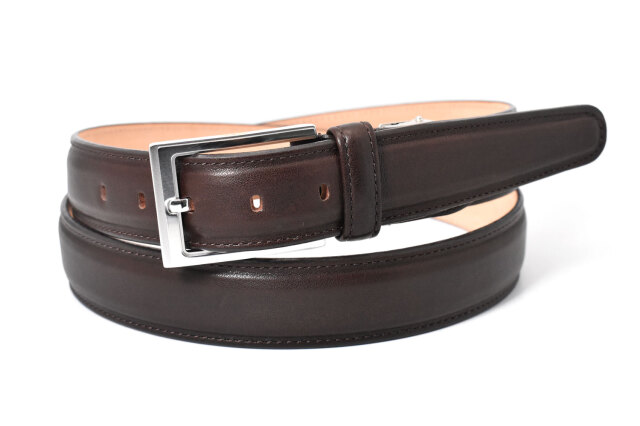 Maximum（マキシマム） 30mm幅 ピン式 メンズベルト ラスティカーフ「プレリーギンザ」 NB10819　ダークブラウン　正面