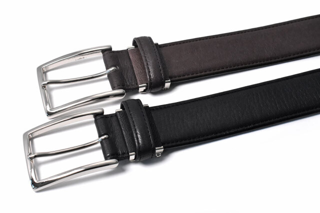 鹿革 メンズベルト 35mm幅 ピン式 「プレリーギンザ」 NB12914
