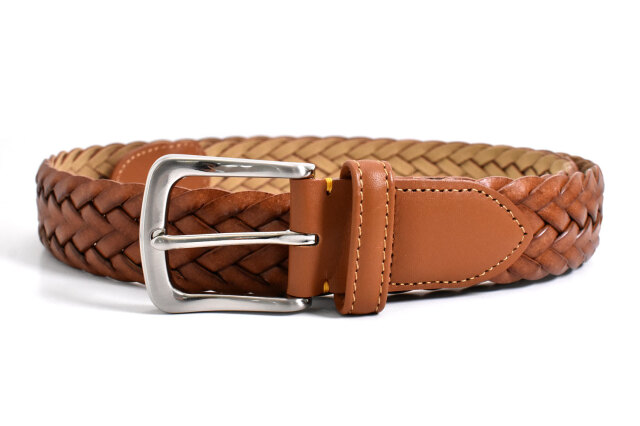 イタリアンレザーメッシュ 固定メンズベルト ピン式 「プレリーギンザ