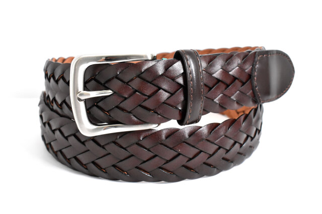イタリアンレザーメッシュ 固定メンズベルト ピン式 「プレリーギンザ