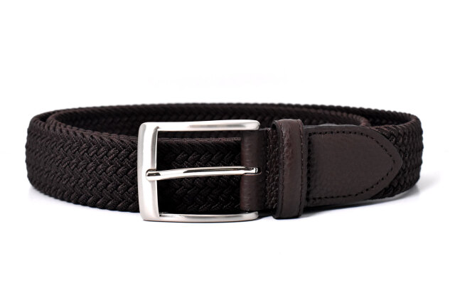 Stretch Mesh Belt (ストレッチメッシュベルト) メンズベルト 35mm幅広「プレリーギンザ」 NB28370　ダークブラウン　正面