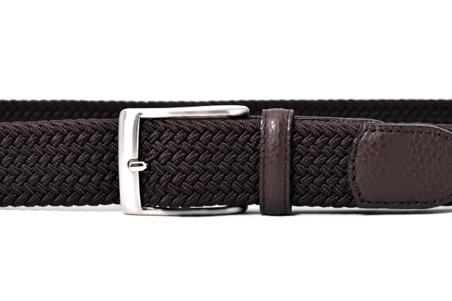 Stretch Mesh Belt (ストレッチメッシュベルト) メンズベルト 35mm幅広「プレリーギンザ」 NB28370　ダークブラウン　正面