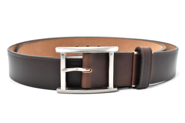 ホーウィン クロムエクセル メンズカジュアルベルト 「プレリーギンザ」 NB29112 ダークブラウン 正面