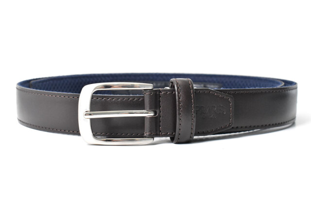 Cool Mesh（クールメッシュ）牛革 メンズ ベルト 「プレリーギンザ 」 NB30170　ダークブラウン　正面