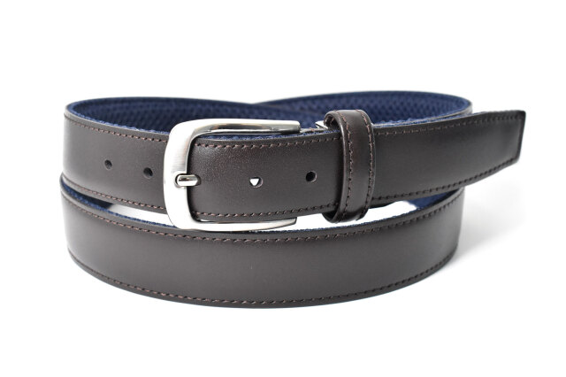 Cool Mesh（クールメッシュ）牛革 メンズ ベルト 「プレリーギンザ 」 NB30170　ダークブラウン　正面