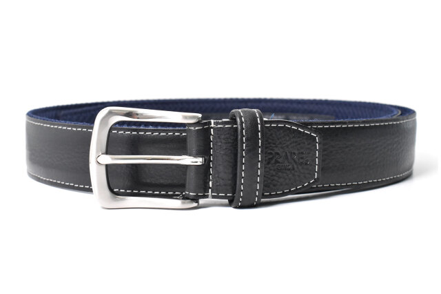 Cool Mesh（クールメッシュ）牛革 メンズ カジュアルベルト 35mm幅 「プレリーギンザ 」 NB30280　ブラック　正面
