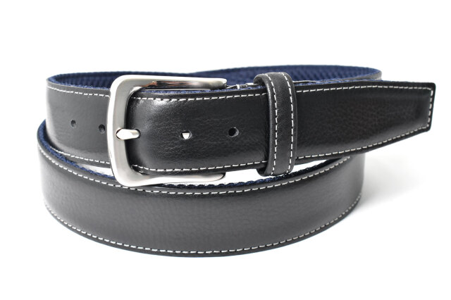 Cool Mesh（クールメッシュ）牛革 メンズ カジュアルベルト 35mm幅 「プレリーギンザ 」 NB30280　ブラック　正面