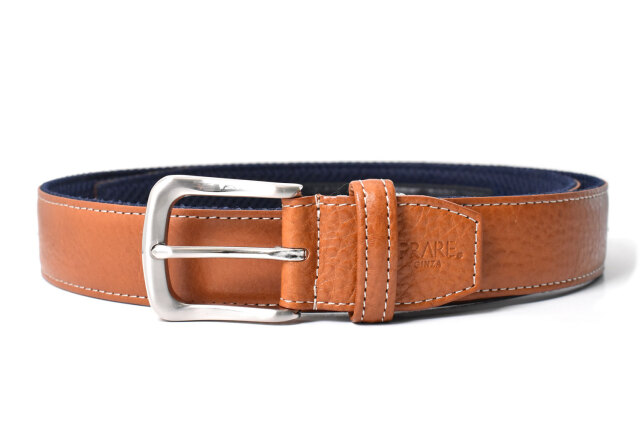 Cool Mesh(クールメッシュ)牛革 メンズ カジュアルベルト 35mm幅 「プレリーギンザ 」 NB30280 ブラウン 正面