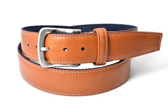 Cool Mesh（クールメッシュ）牛革 メンズ カジュアルベルト 35mm幅 「プレリーギンザ 」 NB30280　ブラウン　正面