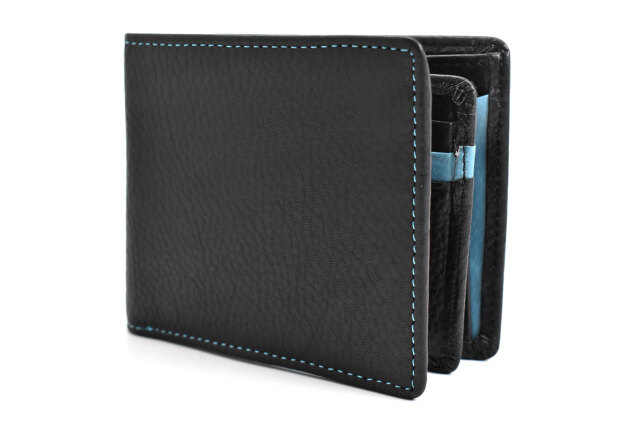 NewPeople（ニューピープル） 中ベラ付き二つ折り財布（小銭入れあり） 「プレリー1957」 NP15395　ブラック／ブルー　正面