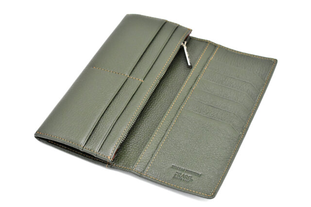 ItalianDeerskin （イタリアンディア） 長財布（小銭入れあり） 「プレリー1957」 NP17014　カーキ　内作り