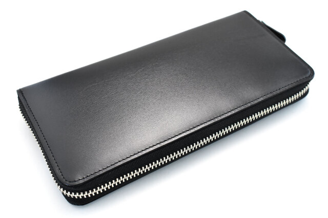 ボックスカーフヴェネチアン　ラウンドファスナー長財布（小銭入れあり）　「プレリーギンザ」　NP57629　ブラック　正面