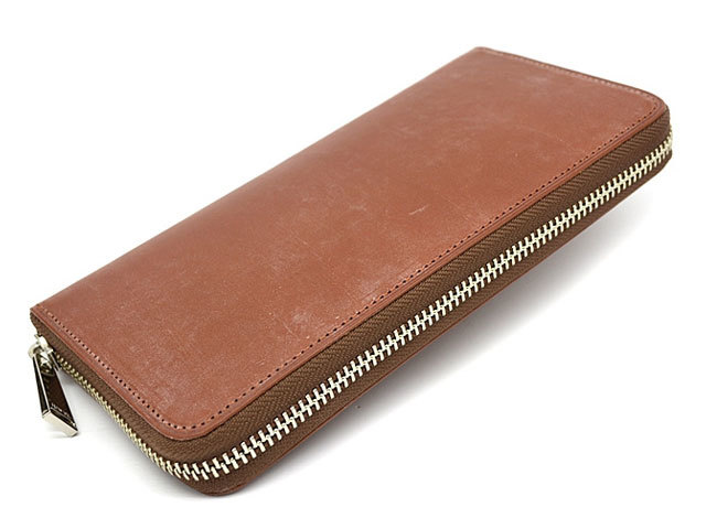 NPJブリティッシュブライドル　ラウンドファスナー長財布   「ジュエル」　ブラウン　正面