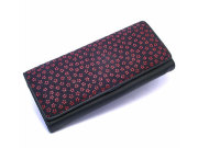 印伝 長財布（小銭入れあり）　「ル・プレリー 」  NPE4013　クロ／アカ　正面