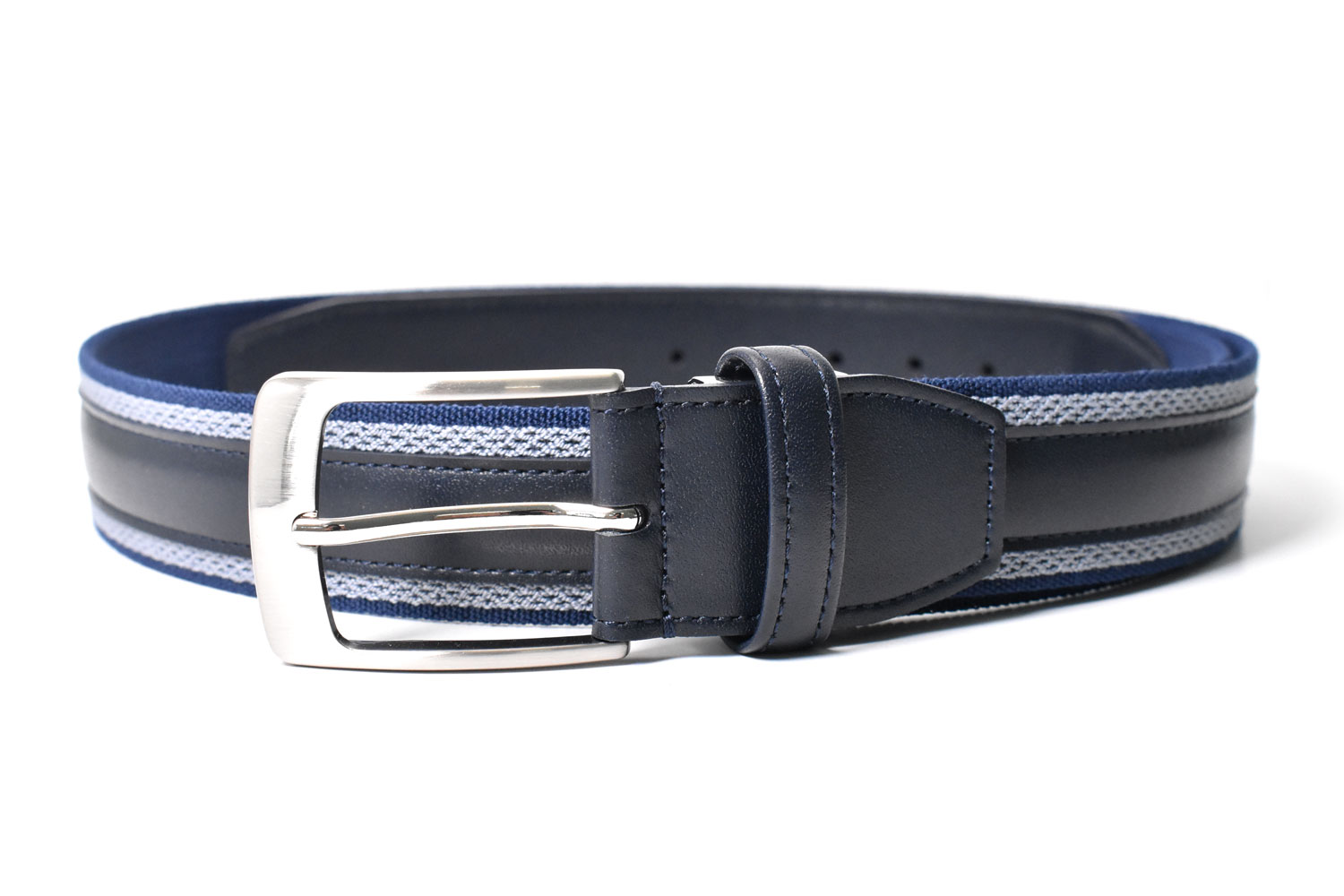 CoreEnergy ネイビー レザー ベルト 牛革付属 メンズ リバーシブルカジュアルベルト 「プレリー