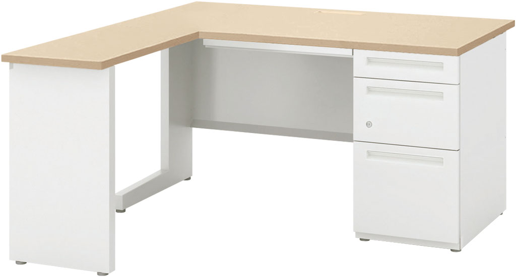 内田洋行 SCAENA(スカエナ) Sタイプ L型片SS146B-SK L型片袖デスク B4-3段 シリンダー錠 W1400×D600×H720mm