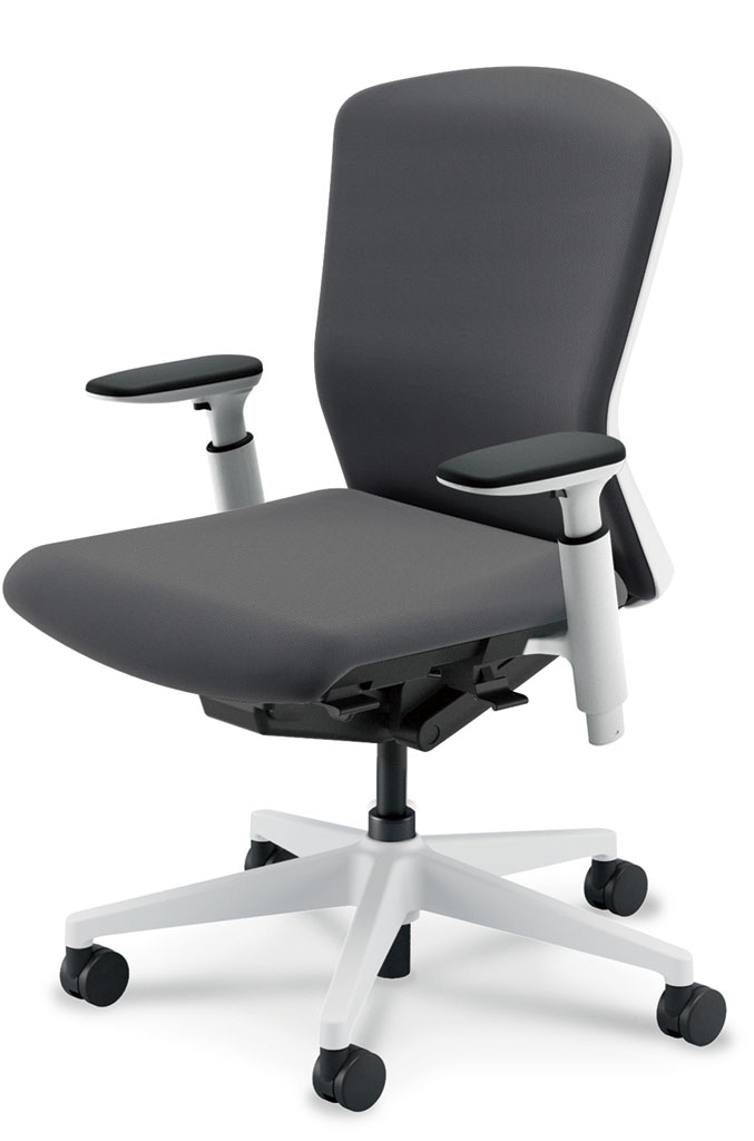 内田洋行 エルフィチェア EA-351C-WWA3-PU クロスバック ホワイトフレーム ミドルバック ホワイト脚 ウレタンキャスター アジャスタブル肘KAAW型