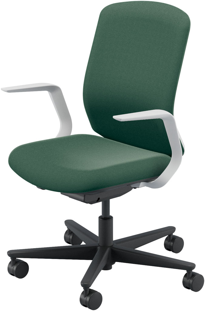 内田洋行 Carissa2(カリッサ2)チェア CR2A-211CWB-L PU クロス ホワイトシェル ウレタンキャスター L型肘ELAW型