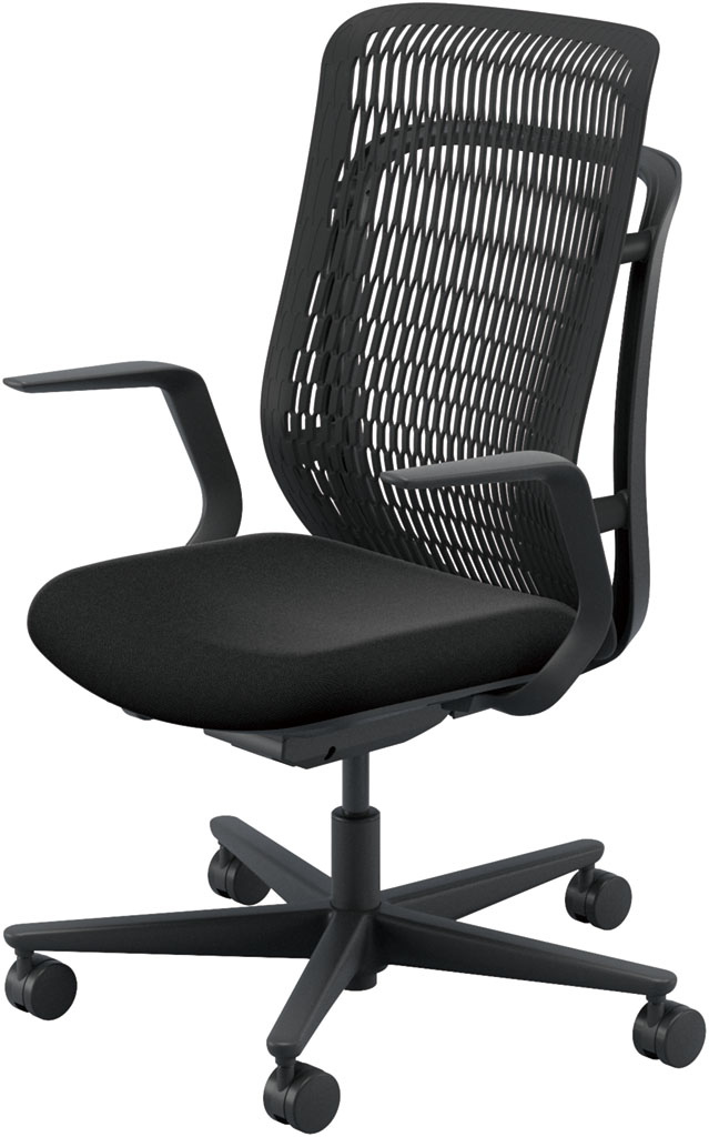 内田洋行 AJCHAIR2(エージェーチェア2) AJ2A-311BK-L PA ブラックメッシュ ヘッドレストなし L型肘 ナイロンキャスター