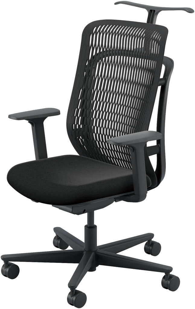内田洋行 AJチェア2 AJ2A-331BK-A PA-H ブラックメッシュ ヘッドレストなし ジャケットハンガー付 アジャスタブル肘UAAB型 ナイロンキャスター