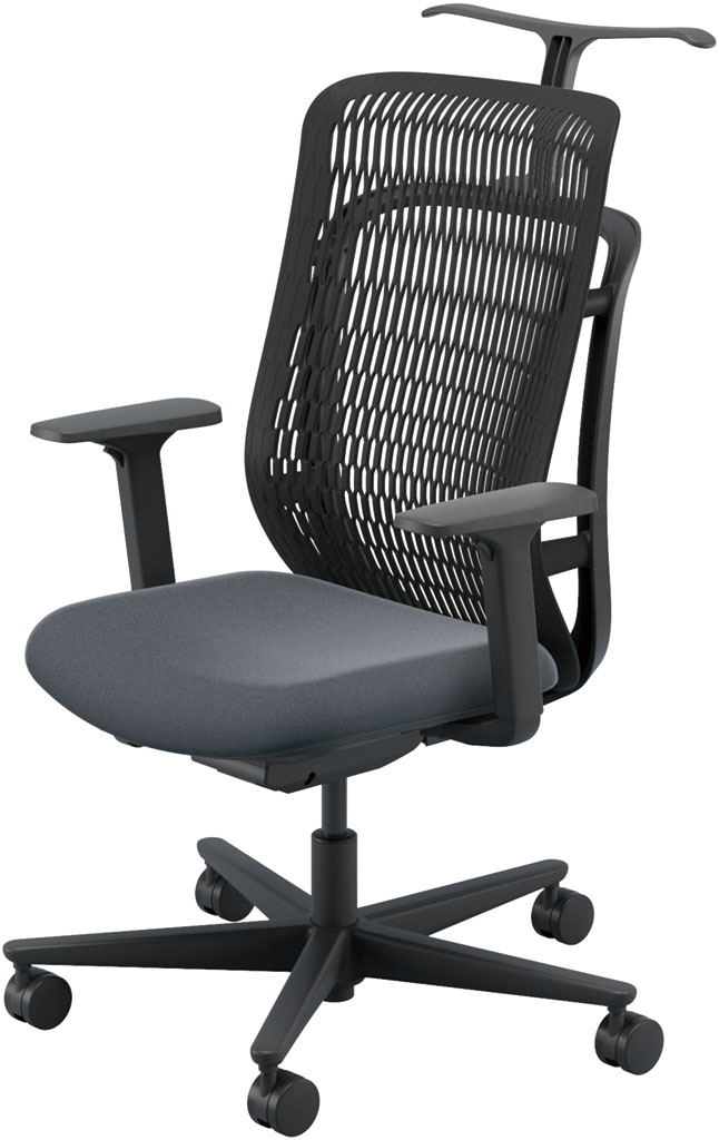 内田洋行 AJチェア2 AJ2A-331BK-A PU-H ブラックメッシュ ヘッドレストなし ジャケットハンガー付 アジャスタブル肘UAAB型 ウレタンキャスター