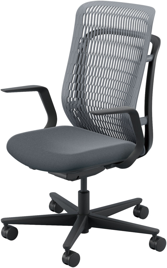 内田洋行 AJCHAIR2(エージェーチェア2) AJ2A-311SG-L PU スレートグレイメッシュ ヘッドレストなし L型肘 ウレタンキャスター