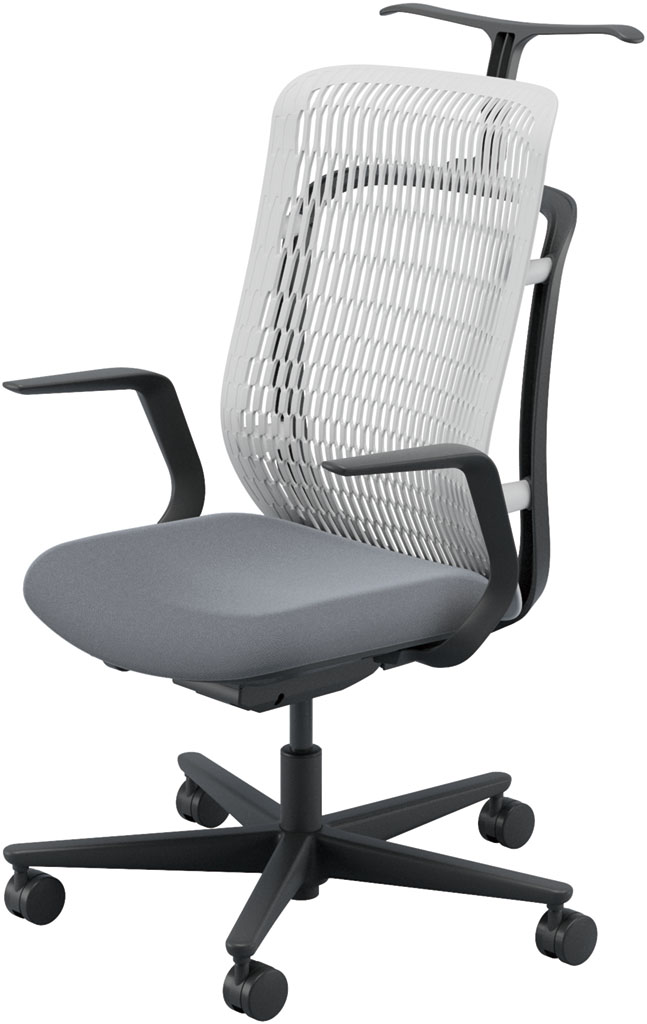 内田洋行 AJチェア2 AJ2A-311AG-L PA-H アッシュグレイメッシュ ヘッドレストなし ジャケットハンガー付 L型肘ELAB型 ナイロンキャスター