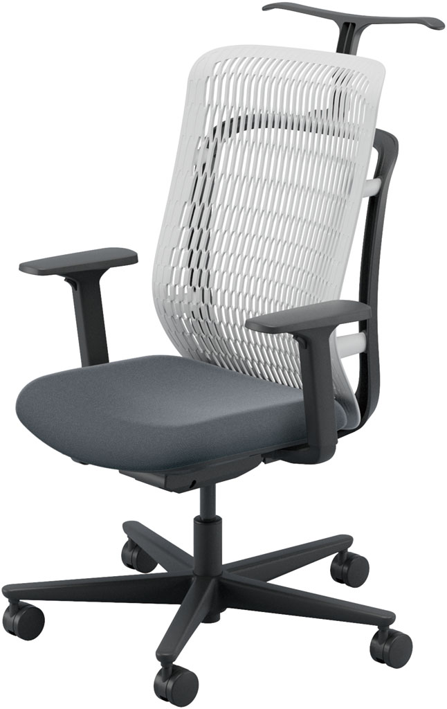 内田洋行 AJチェア2 AJ2A-331AG-A PU-H アッシュグレイメッシュ ヘッドレストなし ジャケットハンガー付 アジャスタブル肘UAAB型 ウレタンキャスター