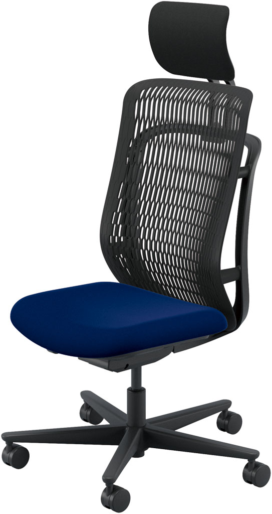 内田洋行 AJCHAIR2(エージェーチェア2) AJ2A-501BK-N PU ブラックメッシュ ヘッドレスト付 肘なし ウレタンキャスター