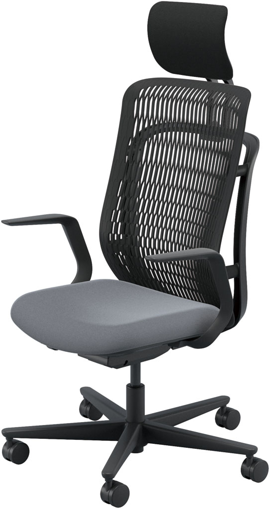 内田洋行 AJCHAIR2(エージェーチェア2) AJ2A-511BK-L PA ブラックメッシュ ヘッドレスト付 L型肘 ナイロンキャスター