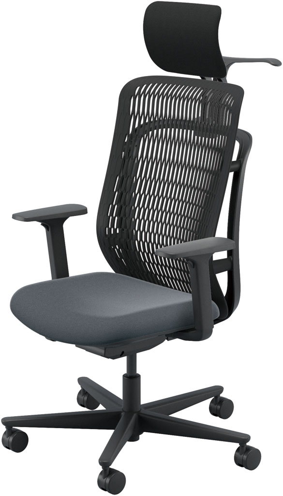 内田洋行 AJチェア2 AJ2A-531BK-A PU-H ブラックメッシュ ヘッドレスト付 ジャケットハンガー付 アジャスタブル肘UAAB型 ウレタンキャスター