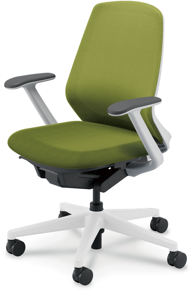 内田洋行 ニンバスチェア NA-110WWTA-PU ホワイトフレーム ミドルバック ホワイト脚 ランバー無 ハンガー無 ウレタンキャスター T型肘NTAW型