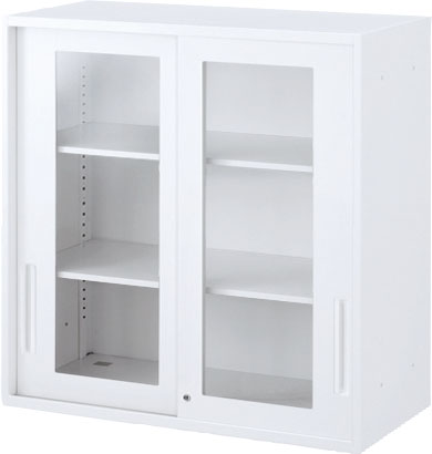 内田洋行 ハイパーストレージ スタンダードタイプ 透明引き違い書庫 HS GH-09U(B) 3段 上置き用 W900×D400×H900