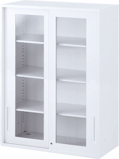 内田洋行 ハイパーストレージ スタンダードタイプ 透明引き違い書庫 HS GH-12U(C) 4段 上置き用 W900×D450×H1200