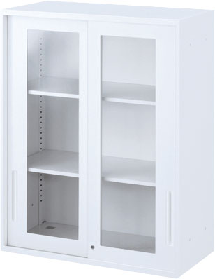 内田洋行 ハイパーストレージ スタンダードタイプ 透明引き違い書庫 HS800 GH-10U(B) 3段 上置き用 W800×D400×H1050