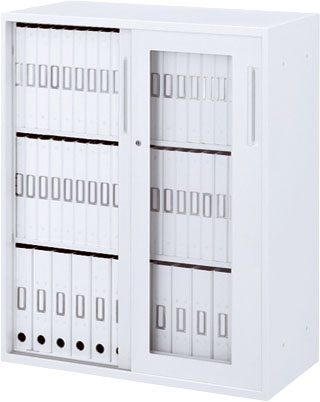 内田洋行 ハイパーストレージ スタンダードタイプ 透明引き違い書庫 HS800 GH-10D(B) 3段 下置き用 W800×D400×H1050