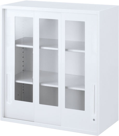 内田洋行 ハイパーストレージ スタンダードタイプ 透明3枚引き違い書庫 HS800 GTH-09U(C) 3段 上置き用 W800×D450×H900