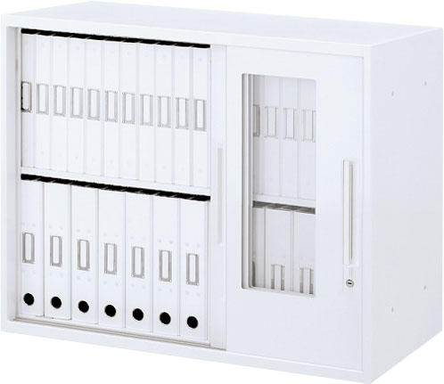 内田洋行 ハイパーストレージ スタンダードタイプ 透明3枚引き違い書庫 HS GTH-07U(C) 2段 上置き用 W900×D450×H700