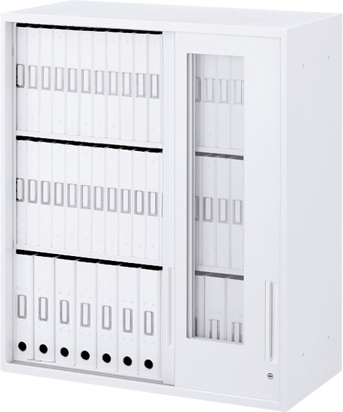 内田洋行 ハイパーストレージ スタンダードタイプ 透明3枚引き違い書庫 HS GTH-10U(C) 3段 上置き用 W900×D450×H1050