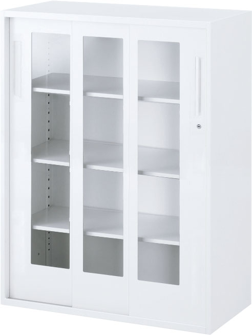 内田洋行 ハイパーストレージ スタンダードタイプ 透明3枚引き違い書庫 HS GTH-12D(C) 4段 下置き用 W900×D450×H1200