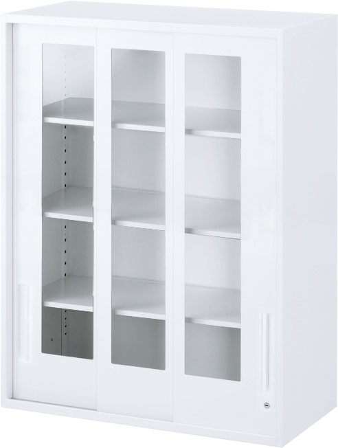 内田洋行 ハイパーストレージ スタンダードタイプ 透明3枚引き違い書庫 HS GTH-12U(C) 4段 上置き用 W900×D450×H1200