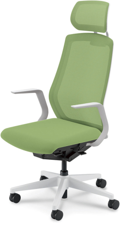 内田洋行 SA-711WWLA-PA セレッツァチェア ホワイトフレーム ヘッドレスト付き ホワイト脚 スタンダードメッシュ ランバーサポート無 L型肘ELAW型