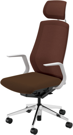内田洋行 SA-710WPLA-PA セレッツァチェア ホワイトフレーム ヘッドレスト付き ポリッシュ脚 ミックスドメッシュ ランバーサポート無 L型肘ELAW型