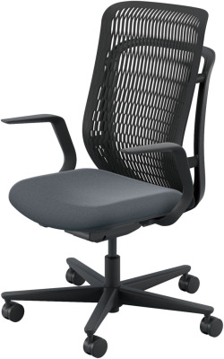 内田洋行 AJCHAIR2(エージェーチェア2) AJ2A-311BK-L PU ブラックメッシュ ヘッドレストなし L型肘 ウレタンキャスター