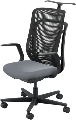 内田洋行 AJチェア2 AJ2A-311BK-L PA-H ブラックメッシュ ヘッドレストなし ジャケットハンガー付 L型肘ELAB型 ナイロンキャスター