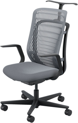 内田洋行 AJチェア2 AJ2A-311SG-L PA-H スレートグレイメッシュ ヘッドレストなし ジャケットハンガー付 L型肘ELAB型 ナイロンキャスター