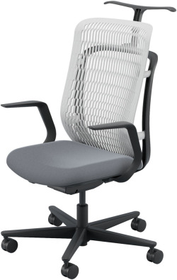内田洋行 AJチェア2 AJ2A-311AG-L PA-H アッシュグレイメッシュ ヘッドレストなし ジャケットハンガー付 L型肘ELAB型 ナイロンキャスター