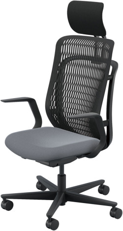 内田洋行 AJCHAIR2(エージェーチェア2) AJ2A-511BK-L PA ブラックメッシュ ヘッドレスト付 L型肘 ナイロンキャスター