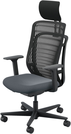 内田洋行 AJCHAIR2(エージェーチェア2) AJ2A-531BK-A PU ブラックメッシュ ヘッドレスト付 アジャスタブル肘 ウレタンキャスター