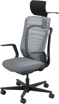 内田洋行 AJチェア2 AJ2A-511SG-L PA-H スレートグレイメッシュ ヘッドレスト付 ジャケットハンガー付 L型肘ELAB型 ナイロンキャスター